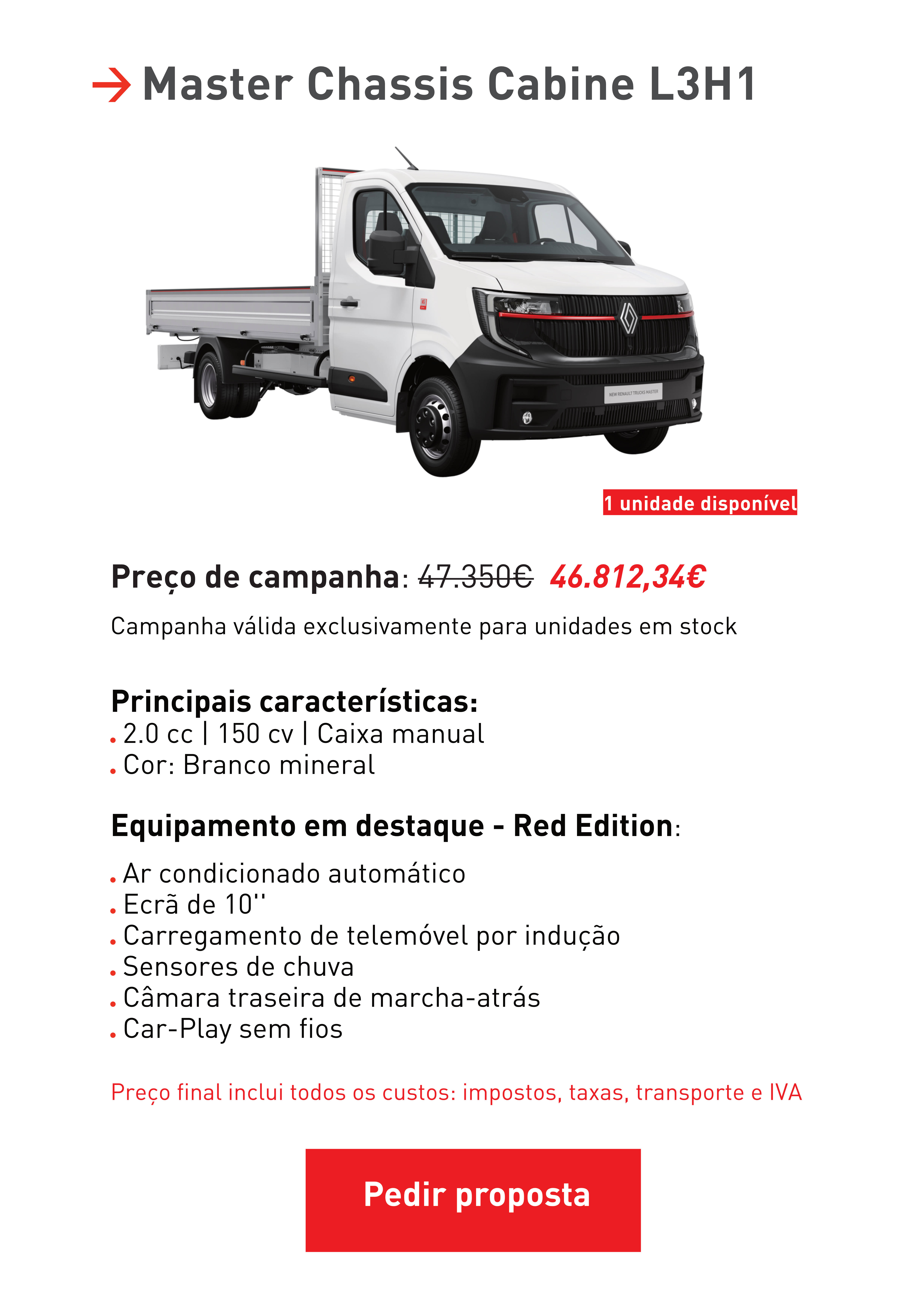 Master Chassis Cabine L3H1
