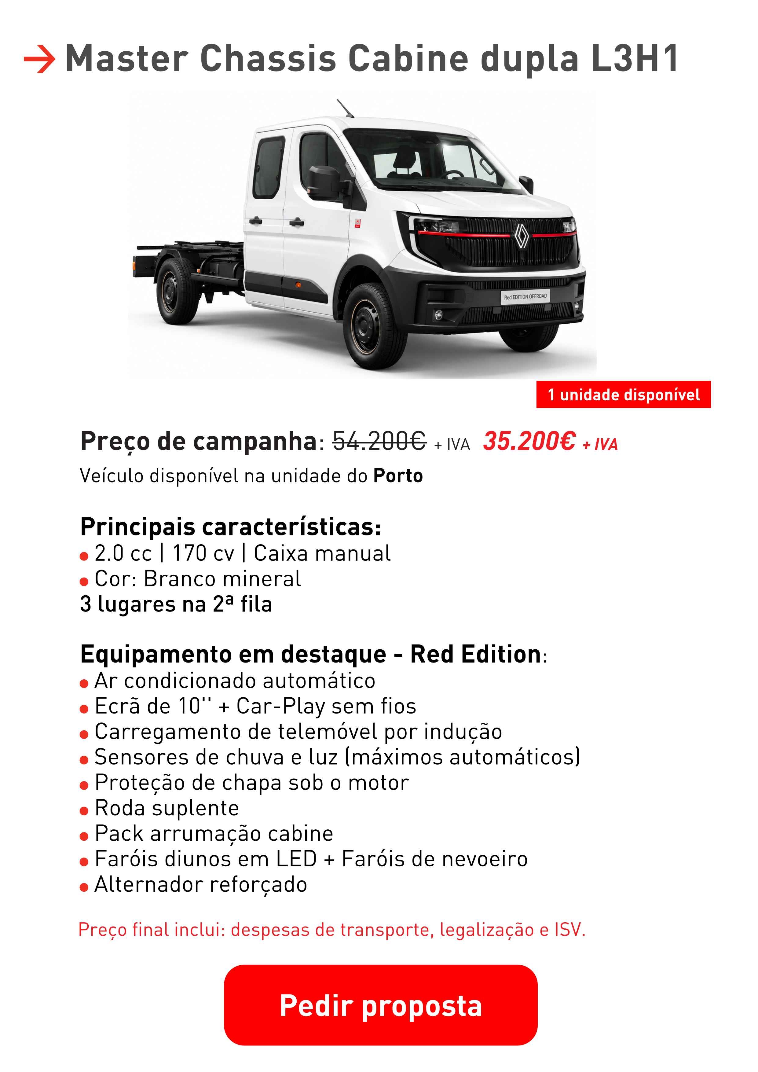 Master Chassis Cabine dupla L3H1
