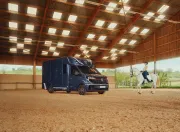 Renault Trucks Master Red EDITION Exclusive - floor cab equipped with a horse transport body on the indoor arena of a stud farm in Lozanne, France